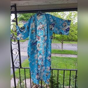 Floral Blue Kimono Robe